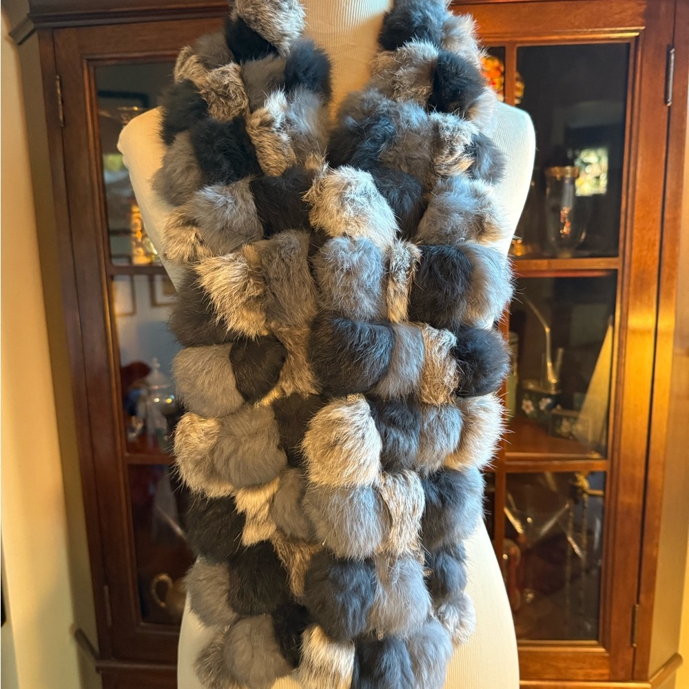 Elegant Multicolor Genuine Rabbit Fur Scarf